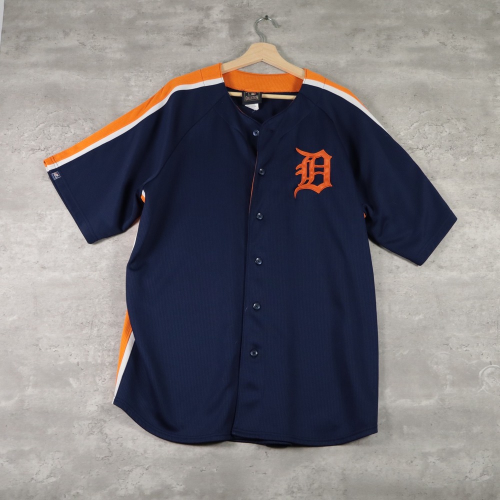 cooperstown collection detroit tigers jersey oversized navy blue orange mens xl